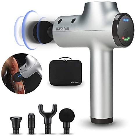 Portable Massage Gun,WASAGUN Deep Tissue Percussion Muscle Massager with 3 Adjustment Speed, 4 Attachments, Cordless Handheld Electric Full Body Massage Device & Carrying Case