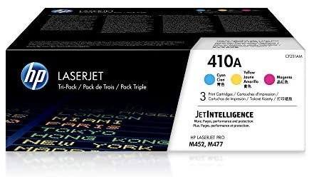 HP 410A | CF411A, CF412A, CF413A | 3 Toner-Cartridges | Cyan, Yellow, Magenta | Works with HP Color LaserJet Pro M452 Series, M377dw, MFP 477 Series