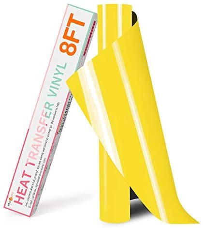 HTVRONT HTV Vinyl Rolls Heat Transfer Vinyl – 12″ x 8ft Yellow HTV Vinyl for Shirts, Iron on Vinyl for All Cutter Machine – Easy to Cut & Weed for Heat Vinyl Design (Yellow)