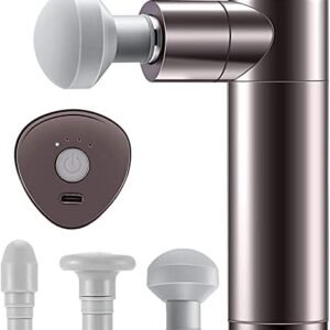 ZJDM Mini Massage Gun, Featuring Quiet Glide Technology Deep Tissue Handheld Percussion Portable Massager for Pain Relief 3 Massage Heads 4 Speed 5 Hr Battery Life with Type C Charging Cable
