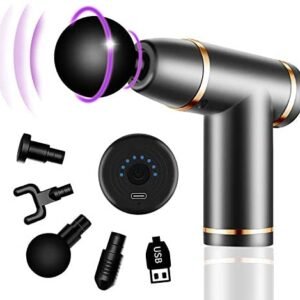 Massage Gun Deep Tissue Percussion Massager for Muscle Relaxation and Neck Back Soreness Pain Relief – 4 Massage Heads and 8 Speed