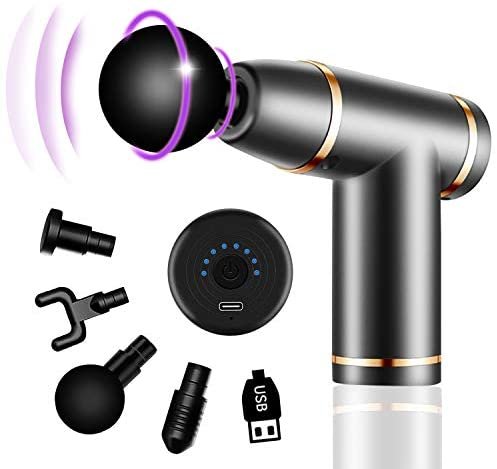 Massage Gun Deep Tissue Percussion Massager for Muscle Relaxation and Neck Back Soreness Pain Relief – 4 Massage Heads and 8 Speed