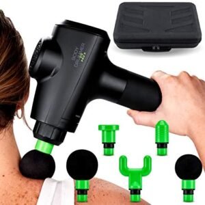 Percussion Massage Gun for Deep Muscle Relaxation by Body Drummer Pro-X – Whisper Quiet – Deep Tissue Pain Relief with 6 Massage Heads 20 Speed High-Vibration Rechargeable Battery