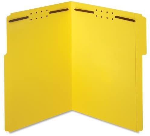 Pendaflex Fastener Folders, 1/3 Cut, Reinforced Tab, 2 Fasteners, Letter Size, Yellow, 50 Folders Per Box (22940)