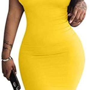LAGSHIAN Women’s Sexy Bodycon Tank Dress Sleeveless Basic Midi Club Dresses