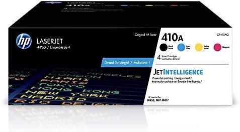 HP 410A | CF410A, CF411A, CF412A, CF413A | 4 Toner-Cartridges | Black, Cyan, Magenta, Yellow | HP Color LaserJet Pro M452 Series, M377dw, MFP 477 Series
