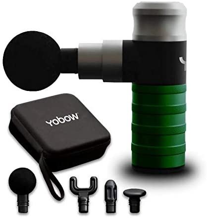 The Yobow Therapeutic Mini Massage Pistol with Portable Carrying Case, 4 Massage Speeds, 6 Colors | Fast USB Type C Charging | Massage Tool for Pain Relief | Stylish and Powerful Massage Gun-Green