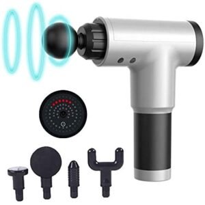 Massage Gun for Athletes deep Tissue Strike Muscle Pain and Muscle Relaxation, 4 Head Accessories and 6 Adjustable Speed, Gym Portable Hand-held Electric MassagerBrontosaurus