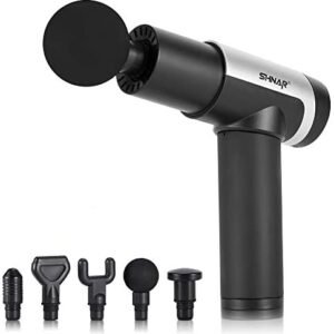 Percussion Massage Gun-Muscle Deep Tissue Massaging Back-Body Massager Handheld for Athletes Sports-Quiet 2500 mAh Battery Strong Power Fascia Guns (S6-Silver)