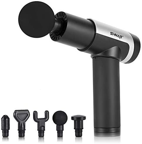 Percussion Massage Gun-Muscle Deep Tissue Massaging Back-Body Massager Handheld for Athletes Sports-Quiet 2500 mAh Battery Strong Power Fascia Guns (S6-Silver)