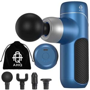 Mini Massage Gun, AHQ Percussion Massager Gun for Athletes Deep Tissue Massagea Device Muscle Massager Professional for Pain Relief with 4 Massage Heads 4 Speed High-Intensity Vibration Rechargeable