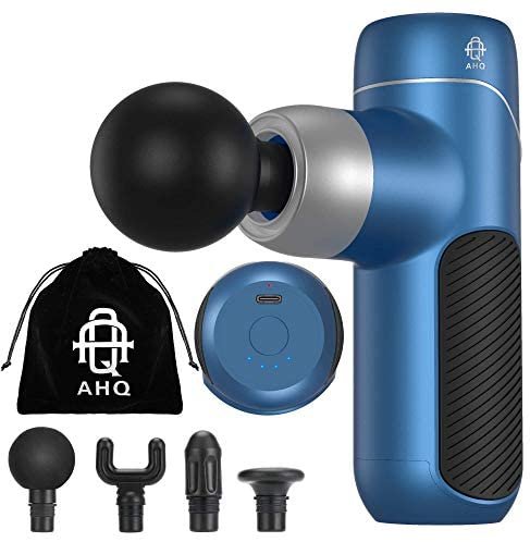 Mini Massage Gun, AHQ Percussion Massager Gun for Athletes Deep Tissue Massagea Device Muscle Massager Professional for Pain Relief with 4 Massage Heads 4 Speed High-Intensity Vibration Rechargeable
