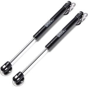NAIERDI [2 Pack] Lift Support, Gas Strut, Soft Close Hinges, 150N/33lb Gas Spring, Lid Support, Toy Box Hinges, Kitchen Cabinet Hinges Black