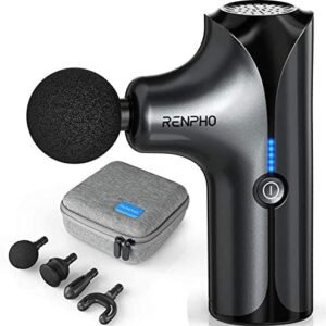 Mini Massage Gun, RENPHO Deep Tissue Massager Gun Portable Electric Percussion Muscle Body Massager for Athletes,Gifts for Men,Women,Small&Quiet Body Massage Gun with Carry Case for Neck,Back,Arm,Leg