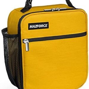 MAZFORCE Original Lunch Bag Insulated Lunch Box – Tough & Spacious Adult Lunchbox to Seize Your Day (Yellow – Lunch Bags Designed in California for Men, Adults, Women)