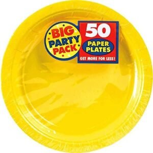 Amscan 640013.09 Yellow Sunshine Big Party Pack Paper Plates, 7″ 50 Plates