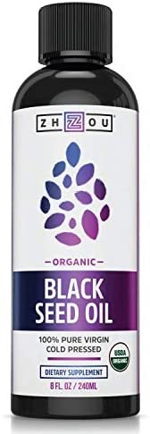 ZHOU Organic Black Seed Oil | 100% Virgin | Cold Pressed Omega 3 6 9 | Super antioxidant for Immune Support, Joints, Digestion, Hair & Skin | 8oz