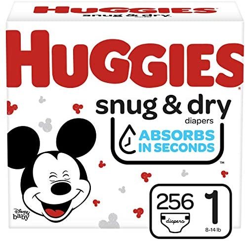 Huggies Snug & Dry Baby Diapers, Size 1, 256 Ct, One Month Supply
