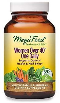 MegaFood, Women Over 40 One Daily, Daily Multivitamin and Mineral Dietary Supplement with Vitamins C, D, Folate, Biotin and Iron, Non-GMO, Vegetarian, 90 Tablets