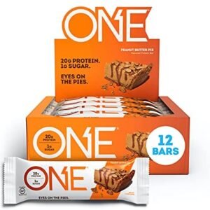 ONE Protein Bars, Peanut Butter Pie, Gluten Free Protein Bars with 20g Protein and only 1g Sugar, Guilt-Free Snacking for High Protein Diets, 2.12 oz (12 Pack)