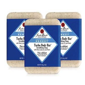 Jack Black – Turbo Body Bar Scrubbing Soap, 6 oz – Men’s Soap with Blue Lotus and Lava Rock