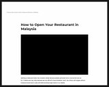 How to Open Your Restaurant in Malaysia
